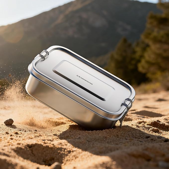 G.a HOMEFAVOR Bento Lunch Box, Stainless Steel Lunch Containers Leakproof, Metal Lunch Containers for Adults, 800 ml, Dishwasher Safe, BPA Free