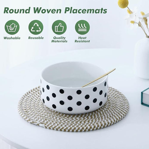 10 Inch Cotton Rope Trivets for Hot Dishes Set of 8 Heat Resistant Mats for Countertop Potholders for Kitchens Trivets for Hot Pots and Pans and Quartz Countertops Farmhouse Kitchen Décor, Mixed Brown