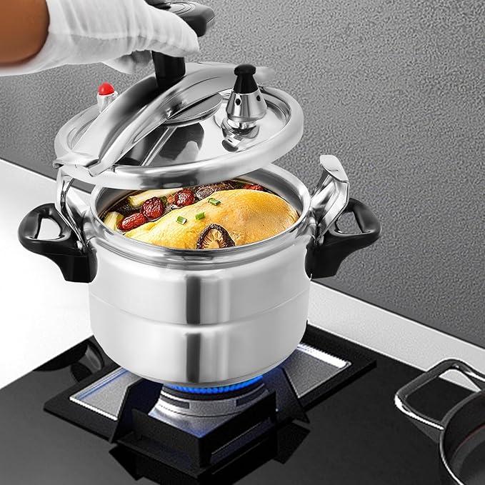 3L Mini Pressure Cooker, Aluminum Alloy Pot Lightweight& Portable Flat Bottom Pot Family Small Pressure Cooker with Two Handles for Stewing Vegetables Rice Soup Stewing Meat