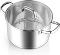 Stainless Steel Stock Pot 4 Quart, Homikit Induction Stockpot with lid for Soup Pasta Sauce Cooking Simmering, Tri-ply Heavy Bottom Compatible with All Stove, Dishwasher Safe