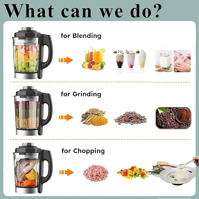 All-in-One Blender for Kitchen & Food Processor Combo for Smoothies Shakers,Hot Soup Maker with 9 One Touch Programs,12H Preset,Self-Cleaning, for Grinding,Chopping,Mixing, | 1200 Watt | 60oz |