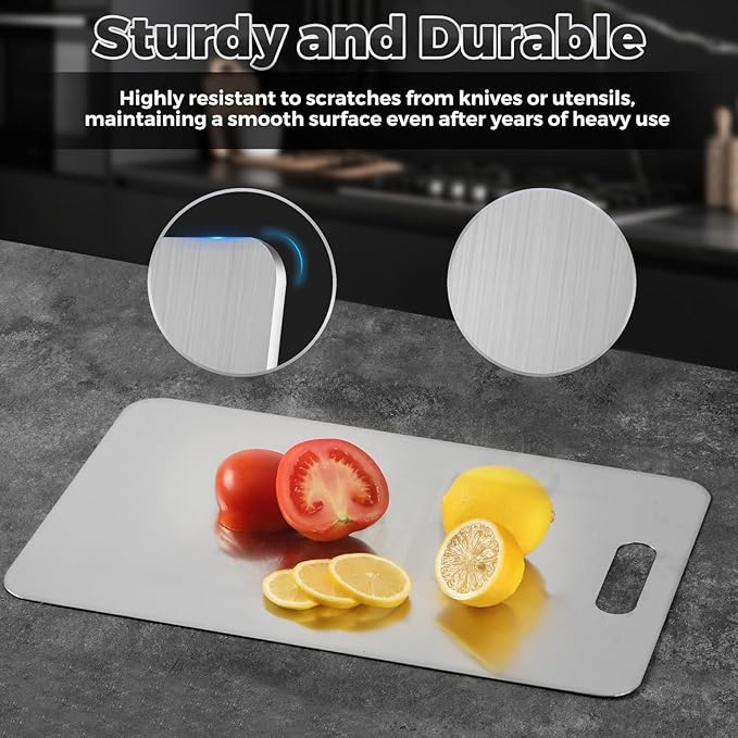 Titanium Cutting Board for Kitchen — 100% Pure Titanium, Double‑Sided Chopping Board — Durable, Non‑Toxic, Hygienic, Dishwasher‑Safe & Scratch‑Resistant Cutting Board — (13.5" x 9" in)
