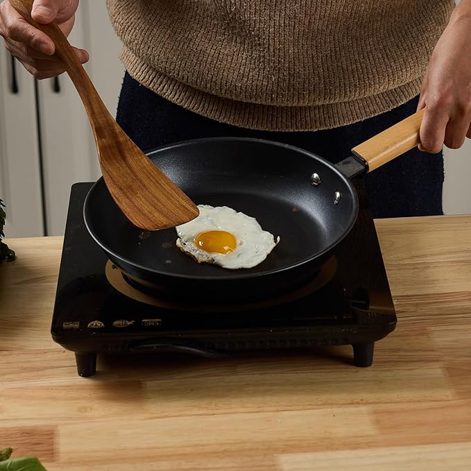 Wooden Kitchen Utensils Set, Teak Wood Cooking Spoons for Non-Stick Pans, 7 Pieces