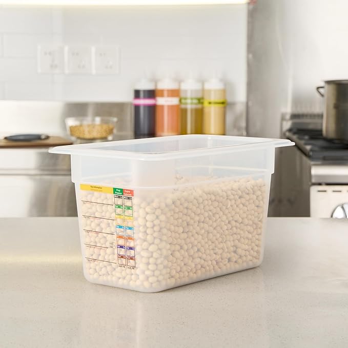 Restaurantware Food Pans Pack of 10 Plastic Rectangle Food Containers 1/4 Size with Traceability Label, Storage Containers Dishwashable Hot Cold Friendly for Restaurants Buffet Commercial Use