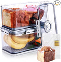Circloophs 2 Pack Bread Box for Kitchen Countertop, 12X6X6 Inch Bread Container Storage Airtight Loaf, Clear Breadbox for Bread Storage, Refrigerator Lock Box for Fruit Storage Bread Holder with Bag