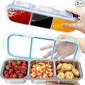 Snack Containers, 2Pack Steel Snackle Box Leakproof 3-Compartment Metal Bento Box with Airtight Lids, Reusable Food Storage Container for Lunch, Travel, Picnics, and Office