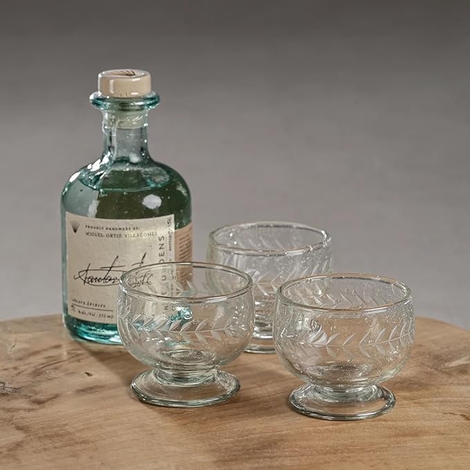 Zodax Tuscan Handmade Etched Glass - Sets of 6 (Mezcal)