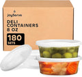 JoyServe Deli Food Containers with Lids - 8 oz 180 Sets- Ideal for Food, Snacks, Takeout, Meal Prep - 1 Cup Small Durable Clear Containers for Food - Stackable and Durable, Dishwasher & Microwave Safe