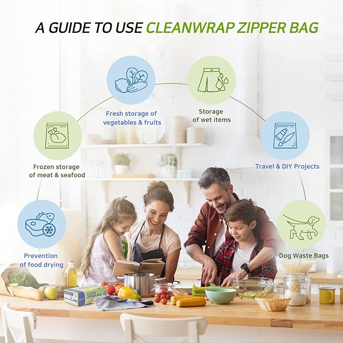 CLEANWRAP Food Storage Roll Bags (9.84 * 13.78-600 PCS) +Zipper Bag (Medium 90 Bags) | Food Plastic Bags, Mini Plastic Bags, Plastic Bread Bags, Roll Plastic Bags, Plastic Produce Bag