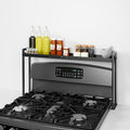 Bumusty Adjustable Stove Top Shelf,Over Shelf for Stove – Expandable 4-Level Spice Rack & Kitchen Organizer, Anti-Slip Metal Construction, 27"–33" Length, 11"–14" Height, Black