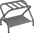 SONGMICS Luggage Rack, Suitcase Stand with Fabric Storage Shelf, for Guest Room, Bedroom, Hotel, Foldable, Holds up to 110 lb, 27.2 x 15 x 20.5 Inches, Slate Gray URLR002G01