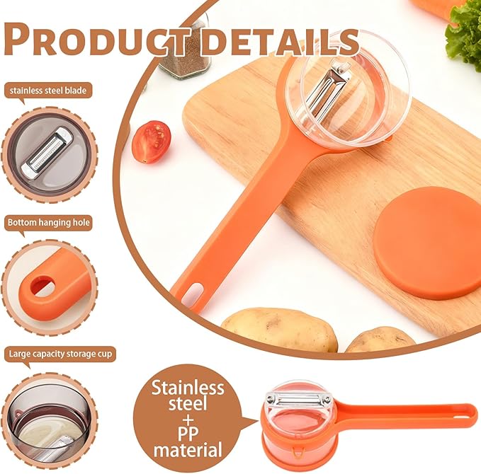 Box Storage Kitchen Peeler, Box Storage Kitchen Special Fruitpeeler, Double-Sided Stainless Steel Multi-function Peeler for Home Kitchen (2PCS green)