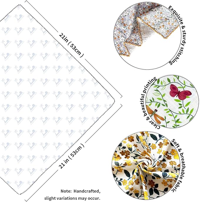 21x21 inches 100% Cotton Bandana for Women - Soft Square Scarf, Multi-Purpose Head Covering, Hair Bandana