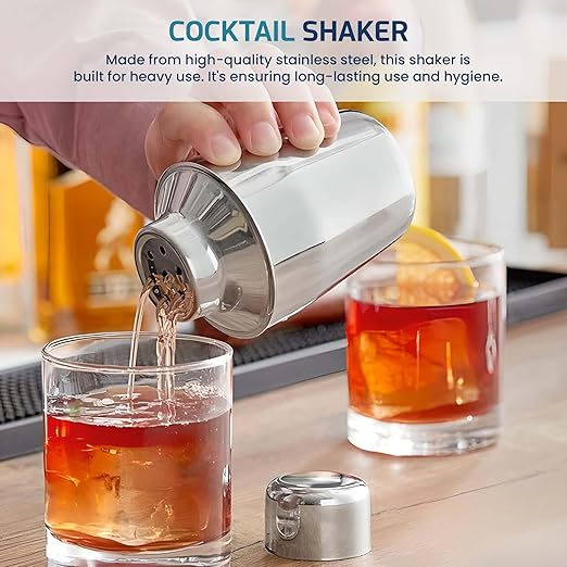 OCS Parts 3-Piece Stainless Steel Cocktail Shaker | 6-Ounce | Makes Perfect Mixed Drinks, Cocktails, and Coffees