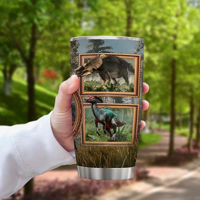winorax Dinosaur Tumbler Dinosaurs Lover Gifts Cup Double Wall Vacuum Insulated Tumbler 20oz Dino Coffee Travel Mug Cups Birthday Christmas Fathers Day Cup Gift For Men Women Kids Teen Boys