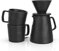 Francois et Mimi Pour Over Drip Coffee Maker Gift Set with Two Coffee Mugs, Non-Electric Pour Over Coffee Dripper, Easy Manual Brew Maker, Dishwasher and Microwave Safe, Filters not included (Black)