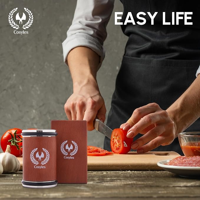Knife Sharpener Kit - Rolling Knife Sharpening for Kitchen, Hunting & Pocket Knives - Diamond & Ceramic Disc - 15 & 20 Magnetic Angles