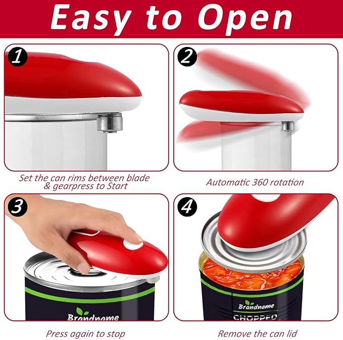 Electric Can Opener, One Touch Hand Free Tin Opener Electric Can Openers for Arthritis Hands Can Openers with One Touch Switch Kitchen Old Man Restaurant Chef's Best Choice-Powerful Safe & Easy