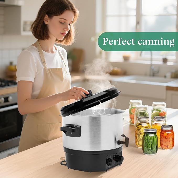 Electric Water Bath Canner 14.5QT, 1500W Electric Canning Pot for Home Canning, Preserving Jars, Slow Cooking & More - Adjustable Temp & Timer, Safe & Easy-to-Use Electric Canner for Beginners & Pros