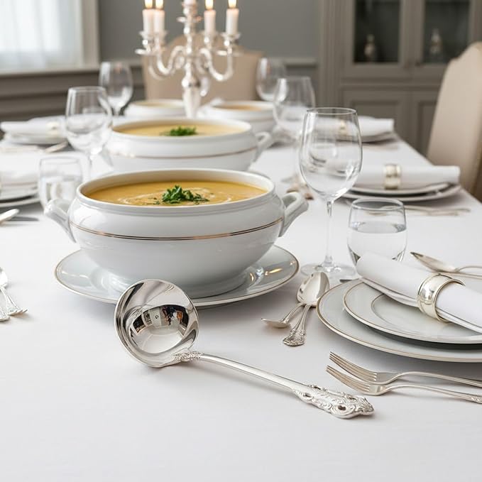 KEAWELL Premium 7.5 inch Luxury Gravy Ladle, 18/10 Stainless Steel, Small Gravy Spoon for Home. Solid and Sturdy, Dishwasher Safe. (2, Silver)