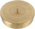 Brass Round Spice Box Masala Dabba-Spice Box Set With Spoon Container 90 ML Indian Masaladanni for Kitchen Counter With Spoon (Mandala, 9 Inch (Large Family))
