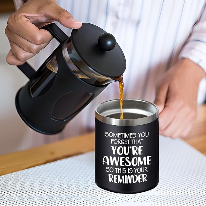Inspirational Gifts for Men - Sometimes You Forget You're Awesome Coffee Mug, Funny fathers Day Birthday Gifts for Him, Husband, Dad, Boyfriend - 14Oz Black
