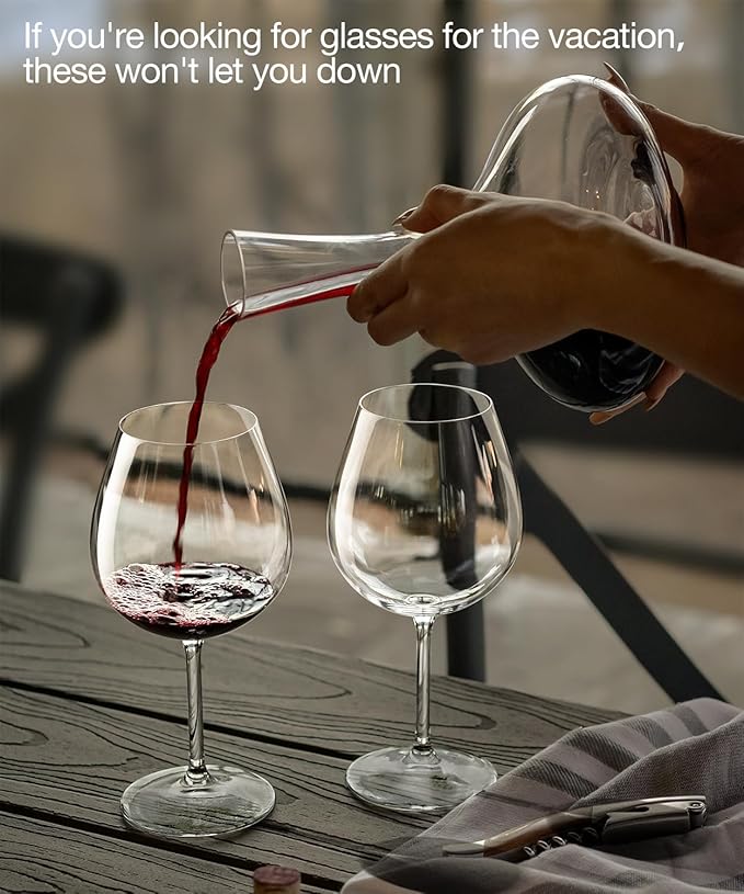 Red Wine Glasses Set of 4, Large Hand Blown Crystal Burgundy Glasses-Ultra-thin, Light for Wine Tasting, 23.5OZ, Perfect Gifts, Valentine's Day, Anniversary, Birthday