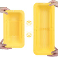 BLUE GINKGO Over the Sink Colander Strainer Basket - Wash Vegetables and Fruits, Drain Cooked Pasta and Dry Dishes - Extendable - New Home Kitchen Essentials (7.9 W x 14.5-19.5 L x 2.75 H) - Yellow
