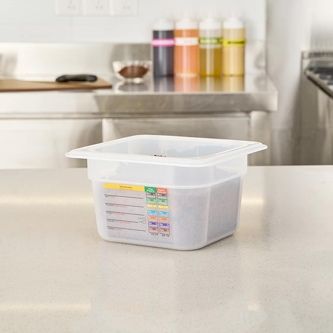 Restaurantware Food Pans Pack of 10 Plastic Square Food Containers 1/6 Size with Traceability Label, Storage Containers Dishwashable Hot Cold Friendly for Restaurants Buffet Commercial Use