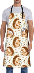 Charming Hedgehog Apron, Adjustable Kitchen Daisy Floral Aprons with Pockets for Cooking BBQ Gardening, 28×33 IN, Holiday Gifts for Women Men Wife Husband, for Chef Baking, Oxford Fabric