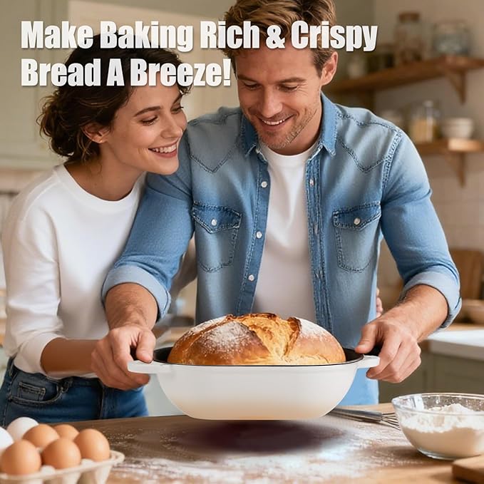 Enameled Cast Iron Sourdough Bread Oven, 5QT Loaf Cast Iron Bread Pan with Lid, Oval Dutch Oven for Homemade Bread Baking (Gradient Caramel)