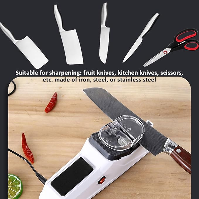 Sharp Pro, Besyner USB Electric Knife Sharpener for Kitchen Knives, Double Sided Knife Sharpener, Quick Sharpening & Polishing, Stable Non-Slip Base with Replacement Grinding Tools (1)