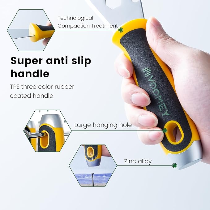 Voomey 6 Inch Stainless Steel Putty Knife, 12 In1 Paint Scraper, Drywall Taping Knife 2 Pack, Paint Scraper Tool for Repairing Old Walls, Cleaning Paint Roller Covers, Applying Putty