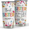 SANDJEST Sister Tumbler 20oz Best Sister Ever Gifts for Women Funny Sisters Stainless Steel Insulated Tumblers Coffee Travel Mug Cup Gift for Birthday Christmas