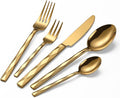 Gold Silverware Set, Luxury 20-Piece Flatware Set for 4, Cutlery Set Stainless Steel, Diamond Cut Pattern, Home, Wedding & Party, 18/10 Stainless Steel Tablewaret & Dishwasher Safe Utensils.
