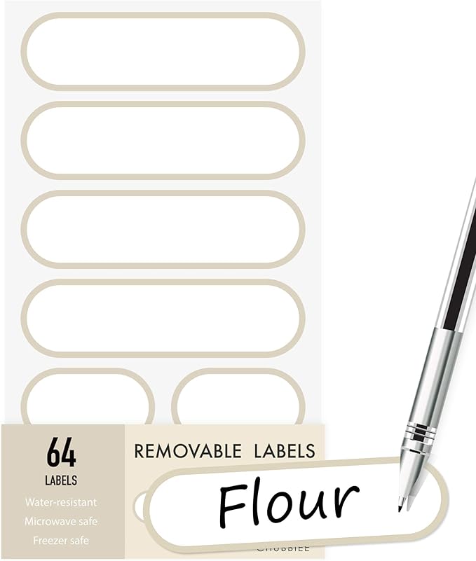 Waterproof Kitchen Labels for OXO POP Food Storage Containers and Home Organization, Pack of 64