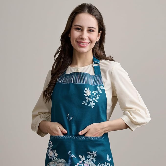 Maison d' Hermine 100% Cotton Apron for women with Pocket Kitchen Chef Apron for Men Cooking Gardening Server Waitress