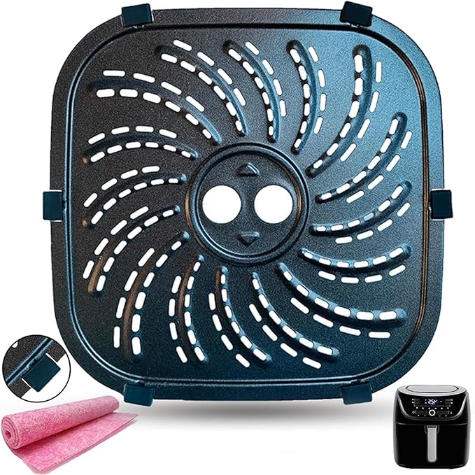 ALJ 4QT Air Fryer Grill Pan for PowerXL Vortex Pro Air Fryer 4QT, Upgraded Replacement Grill Plate Crisper Plate Tray Rack Grate Grid Shelf for 4 Quart PowerXL Air Fryers, Nonstick, Dishwasher Safe