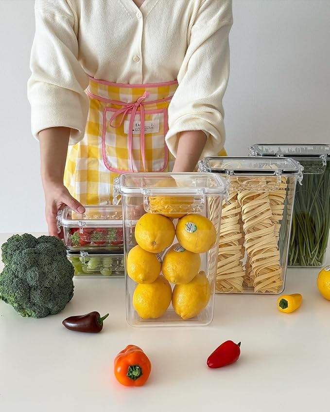 Airtight Food Storage Containers with Lids Gift Set (5pack)- BPA-Free | Clear | Microwave, Freezer and Dishwasher Safe | Leak-Proof | Kitchen Fridge Organizer Fruit Boxes | Fresher Food