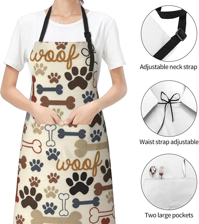 Apron Bib with 2 Pockets and Adjustable Neck Waterproof Kitchen Cooking Gardening Chef Aprons for Women Men