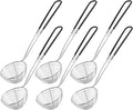 Geiserailie 6 Pieces Stainless Steel Hot Pot Strainer Scoops 2.5 Inch Mini Spider Strainer Skimmer Pasta Mesh Spoon Asian Skimmer Spoon Ladle with Handle for Home (Black)