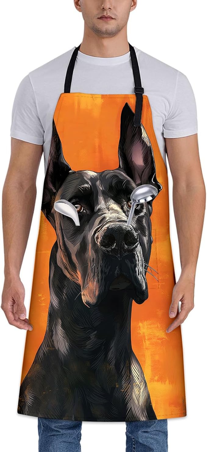Banana Pattern Apron for Women Men 28x33in, Kitchen Chef Aprons with 2 Pockets, Polyester, Tropical Banana Apron