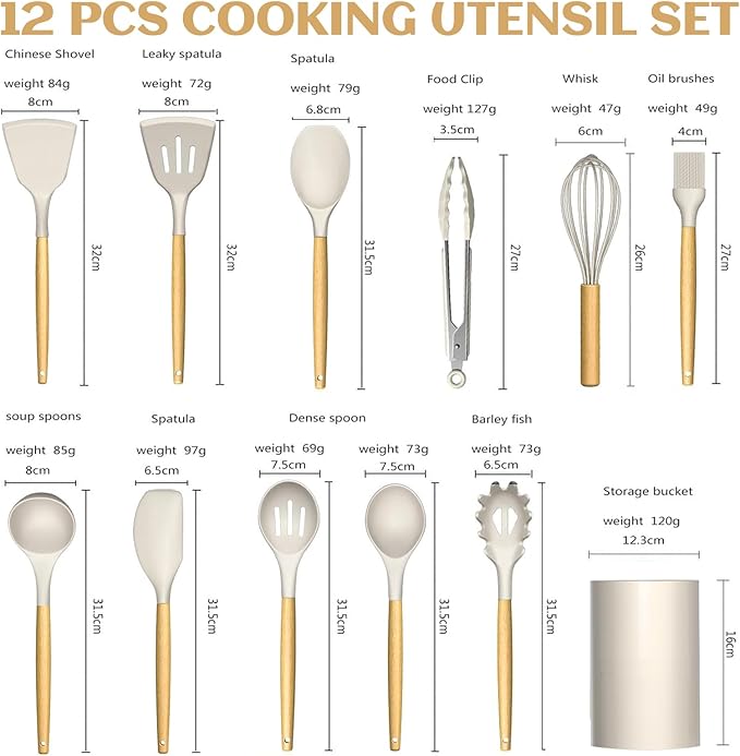 Silicone Cooking Utensils Set For Kitchen, Spoons Spatula Spatulas Accessories, Baking Heat Resistant Cookware De Home, Rubber New Apartment Decor, Plastic Nonstick Turner Tool (white)