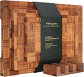 Bamboo Cutting Boards for Kitchen,Chopping Boards Set with Juice Groove,End Grain Bamboo Butcher Block,Serving Board with Holder(3 Pcs)