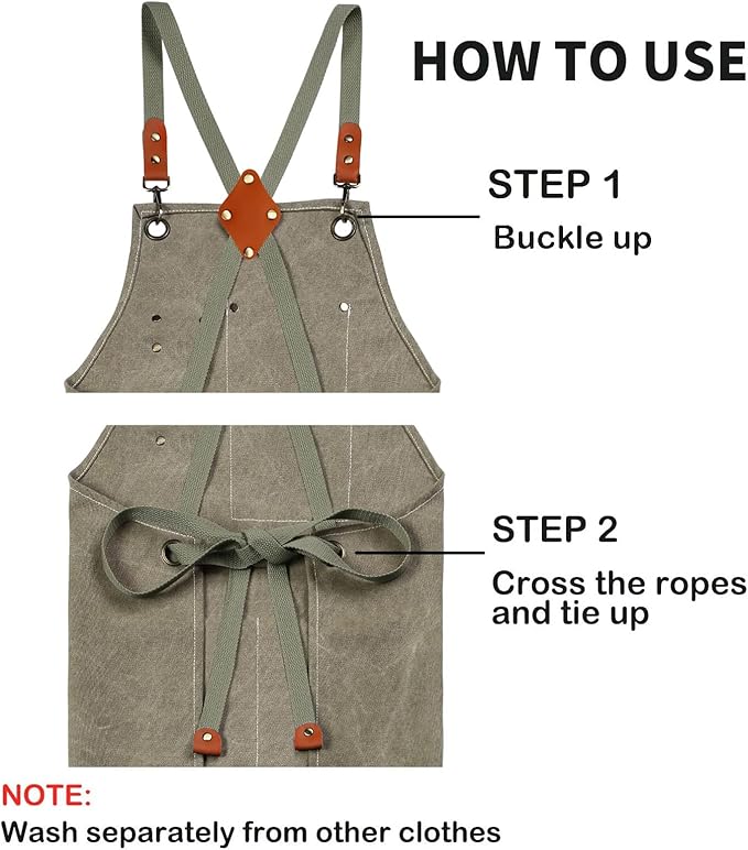 ZOMAO Cotton Canvas Cross Back Apron for Men and Women,Chef Apron With Adjustable Strap and Large Pockets,Kitchen Cooking Baking Bib Heavy Duty Work Apron