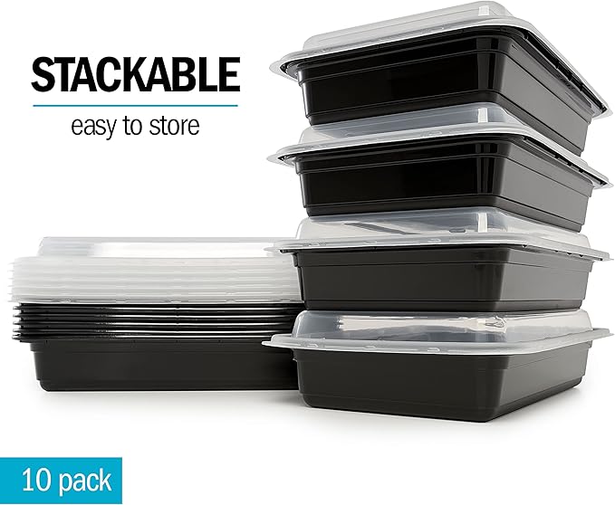 Igluu Meal Prep Containers Reusable (10 Pack) – Food Containers with Lids – Stackable, Microwave, Freezer & Dishwasher Safe – 28oz – 1 Compartment – BPA-Free
