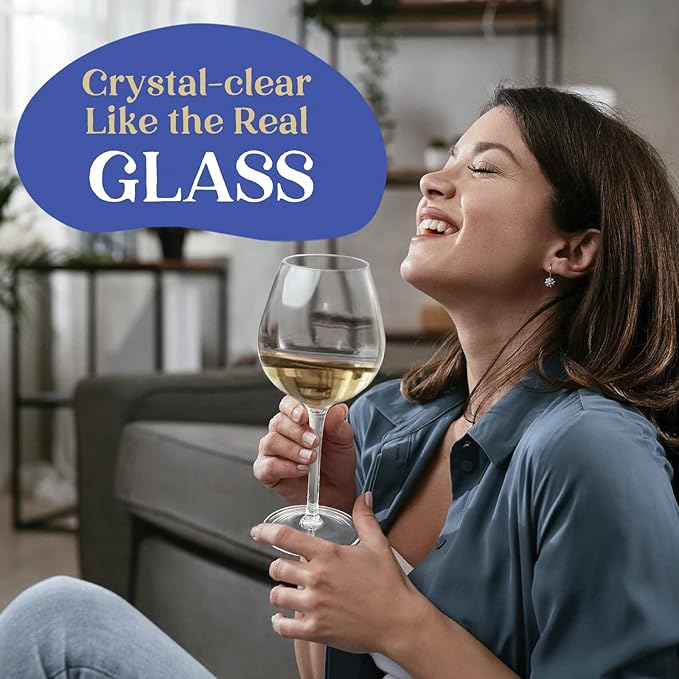 Plastic Wine Glasses Set of 4(15oz) |Unbreakable Wine Glasses with Stem|100% Tritan & BPA Free |Dishwasher Safe| Awesome For Pool, Beach, Travel, Pool, Camping, Beach, Picnic, Everyday Use.