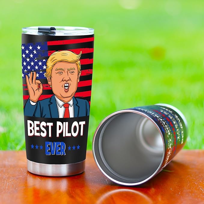 Best Pilot Gifts for Men, Aviation Gifts for Pilots - Aviation Lover Gift, Christmas Birthday Gift for Airplane Pilot Men, 20 OZ Pilot Stainless Steel Insulated Travel Coffee Tumbler Cup
