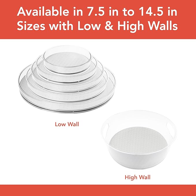 Spectrum Medium Lazy Susan Organizer 9.5 in for Cabinet Refrigerator Pantry Table Rotating Kitchen Storage Spice Rack Fridge Organization, Oyster Gray Spinning Turntable for Sauces Jams Condiments