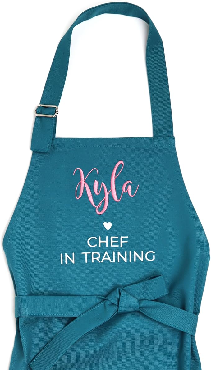 Kids Apron - Embroidered Personalized Cooking Custom Apron with Name, Adjustable, Cotton, with Pockets, for cooking